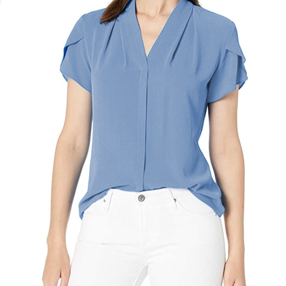 Calvin Klein Blouse Blue-gray color - Flutter Sleeve V-Neck - Size M